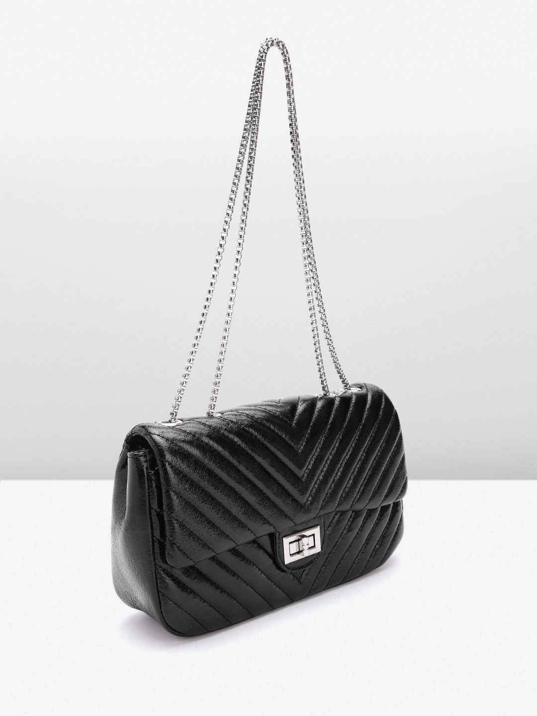 Lino Perros Structured Shoulder Bag with Quilted Detail