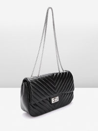 Lino Perros Structured Shoulder Bag with Quilted Detail