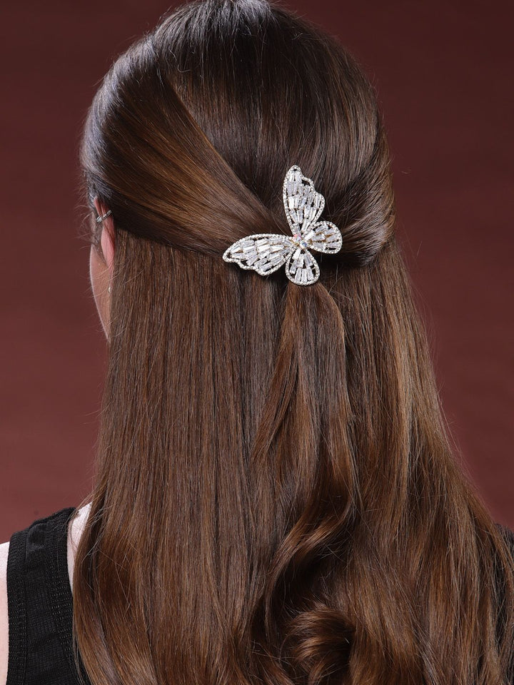 PANASH Women Embellished Stone Studded Butterfly Shpaed Claw Clip