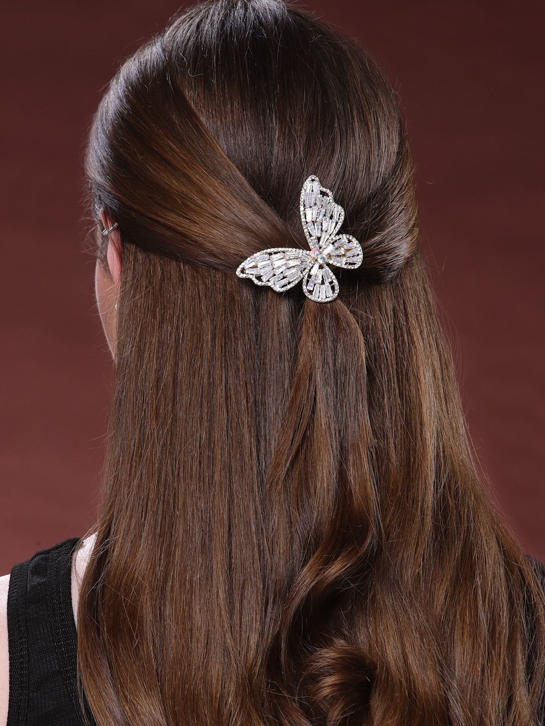 PANASH Women Embellished Stone Studded Butterfly Shpaed Claw Clip