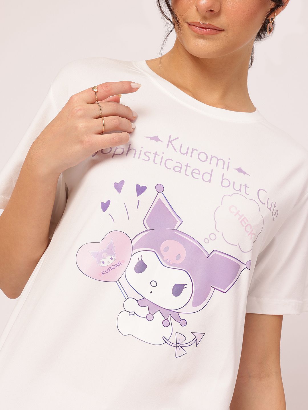 DressBerry Kuromi Kitty Graphic Drop Sleeves Tee