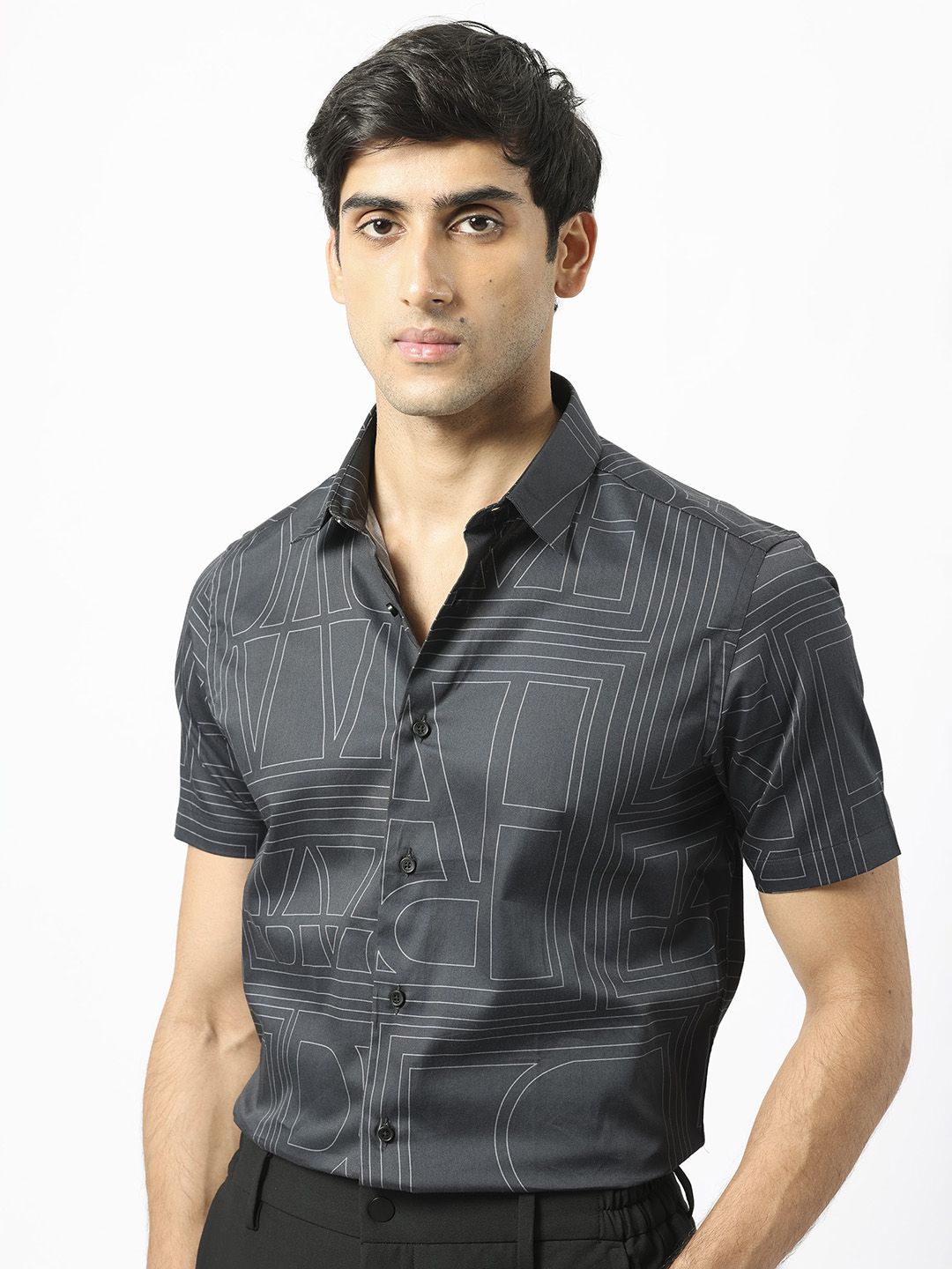 RARE RABBIT Men Osuna Slim Fit Geometric Printed Cotton Shirt