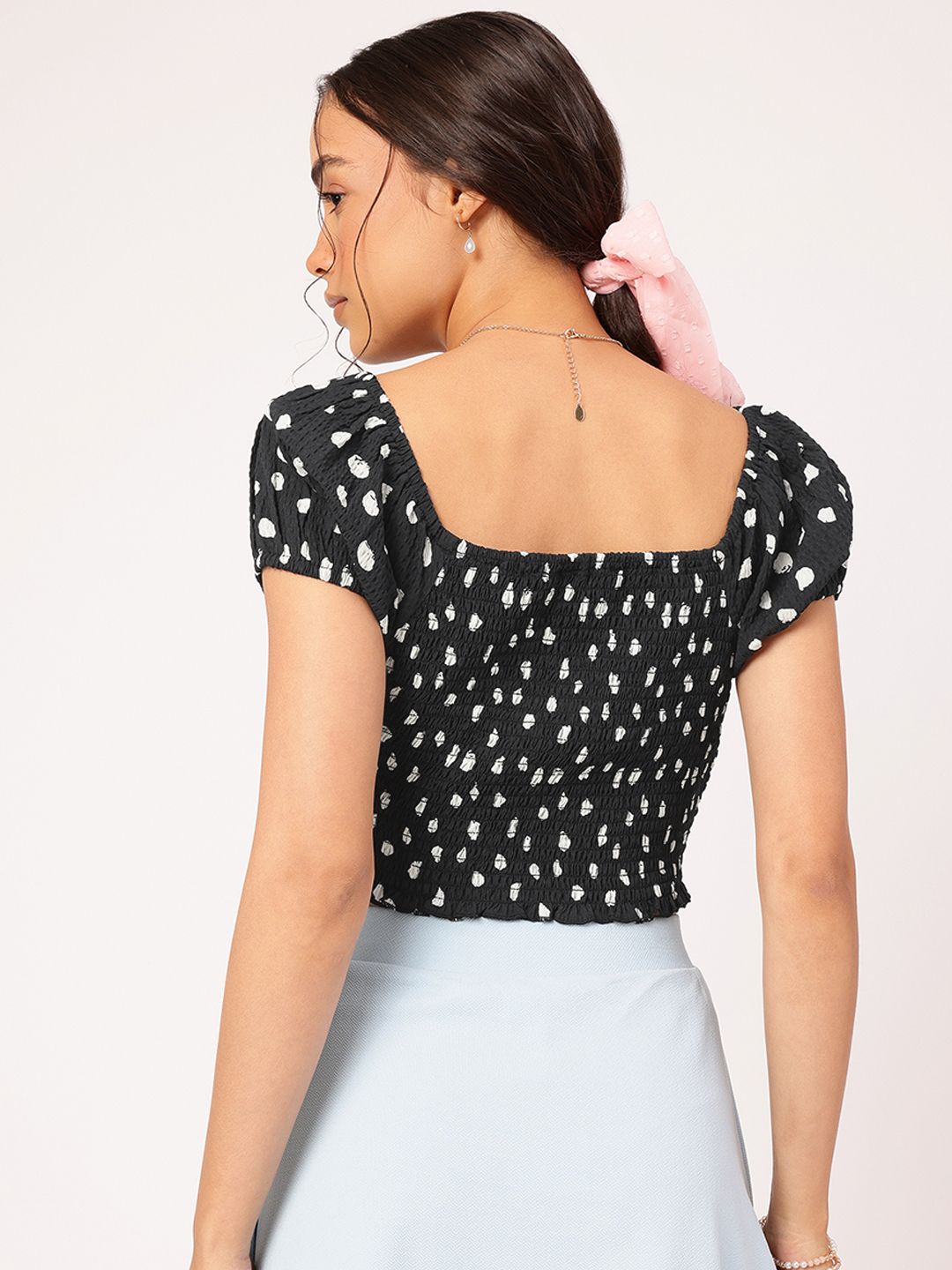 DressBerry Tie-Up Chic Seersucker Crop Top