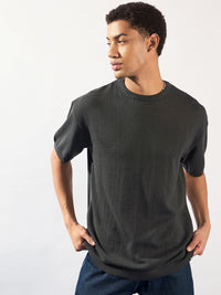DENNISON Men Oversized Round Neck Knitted T-Shirt