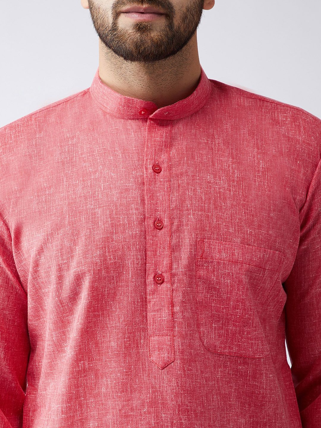 SOJANYA Lelaki Red Woven Design Straight Kurta