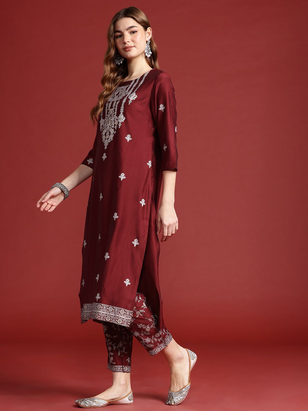 Anouk Women Tyohar Collection Ethnic Motifs Printed Kurta with Trousers