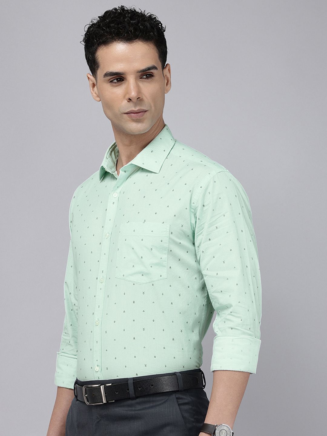 Park Avenue Slim Fit Printed Pure Cotton Formal Shirt