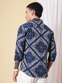 The Indian Garage Co Men Navy Blue & White Printed Casual Shirt