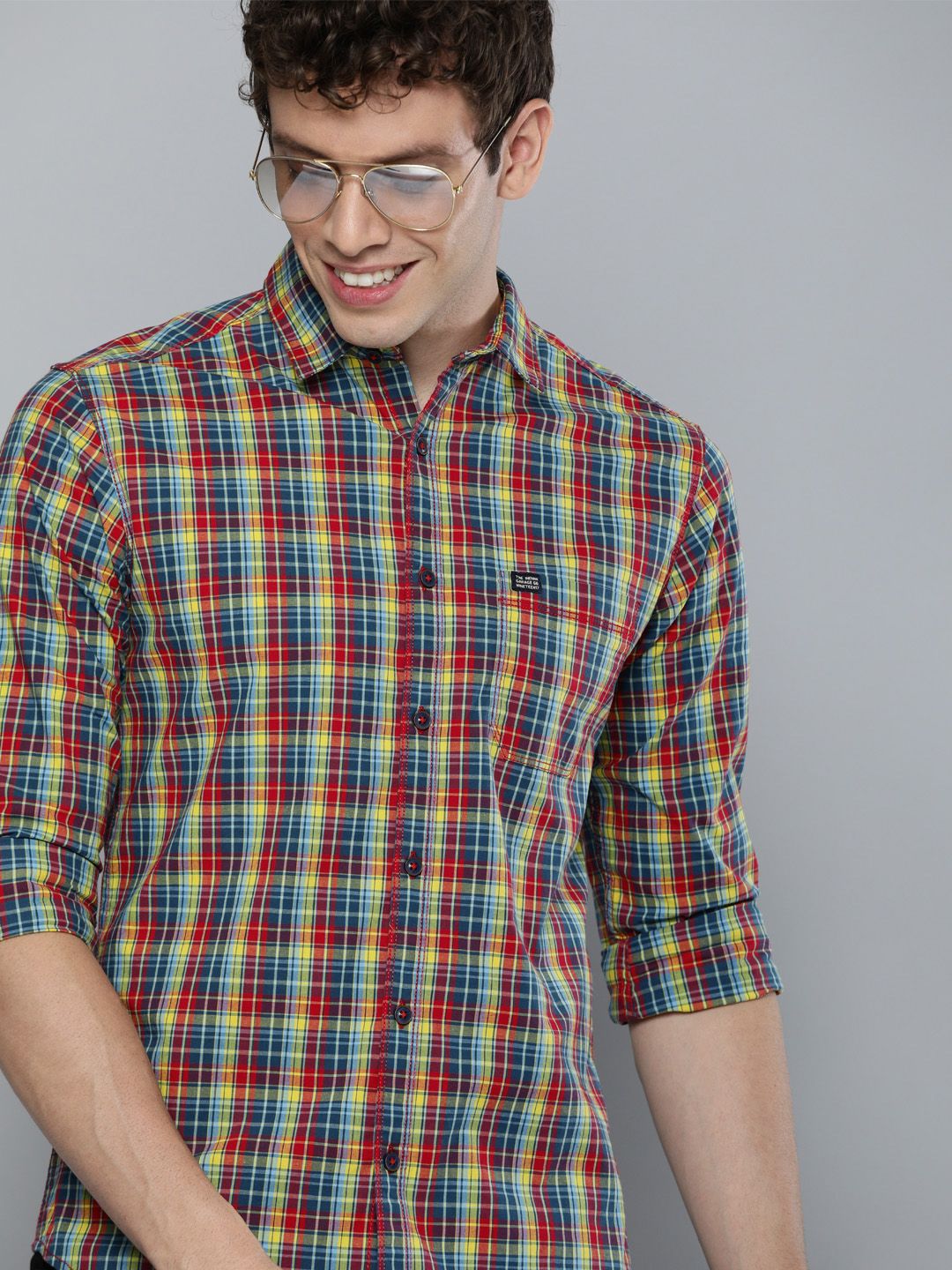 The Indian Garage Co Men Multicoloured Slim Fit Checked Casual Shirt