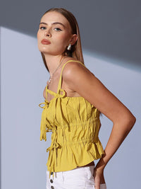 STREET 9 Sleeveless Pure Cotton Cinched Waist Crop Top