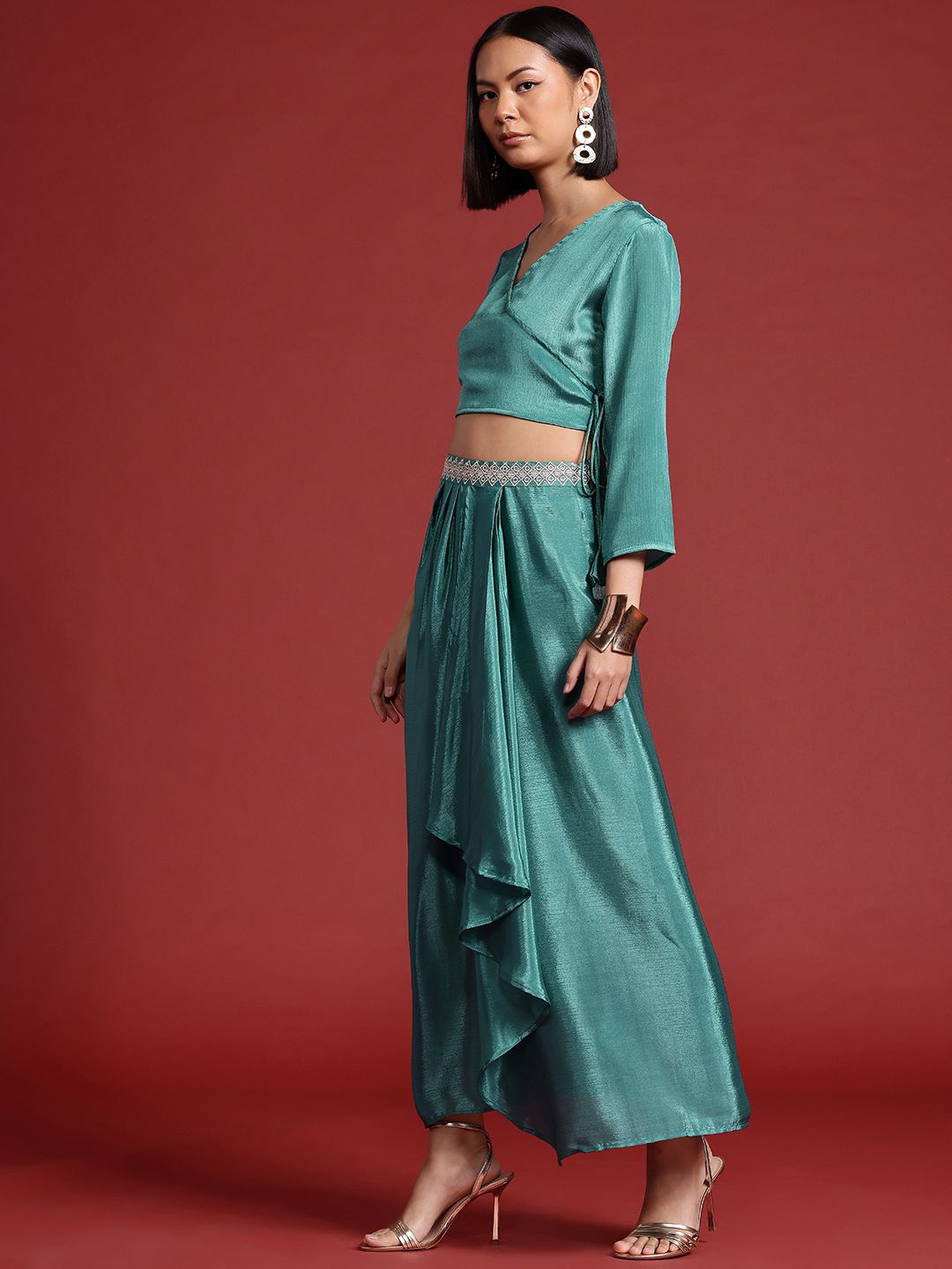 all about you Embroidered Detail Wrap Ethnic Co-ords