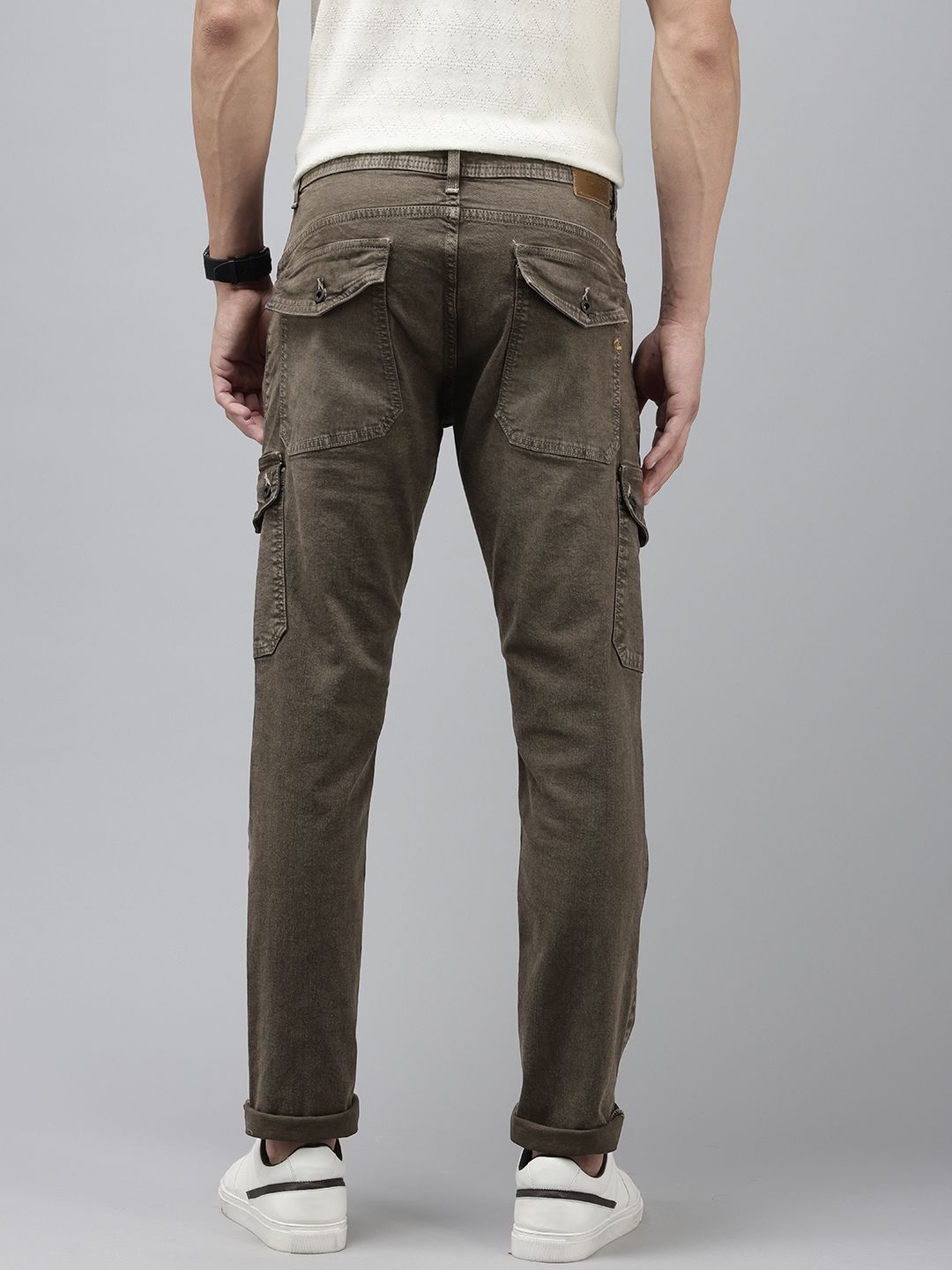 SPYKAR Men Trooper Regular Fit Light Fade Stretchable Cargo Style Jeans