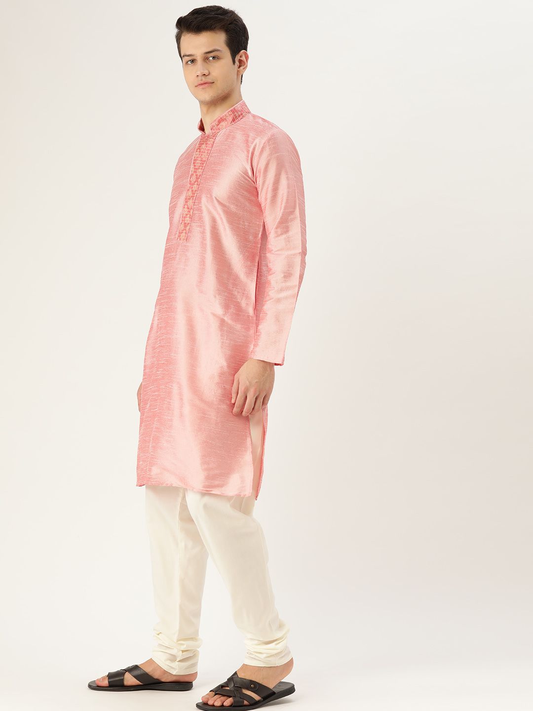 SOJANYA Kurta Lurus Pepejal Merah Jambu Lelaki