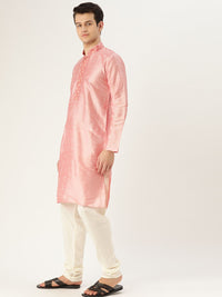 SOJANYA Kurta Lurus Pepejal Merah Jambu Lelaki