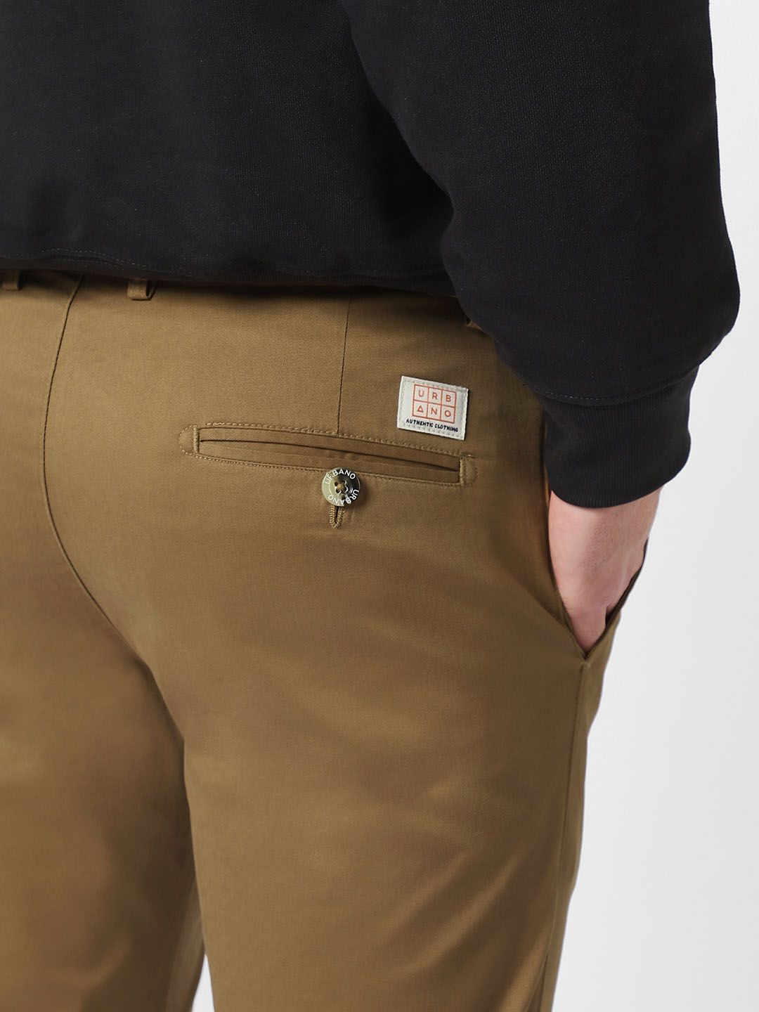 Urbano Fashion Men Khaki Brown Slim Fit Solid Regular Trousers