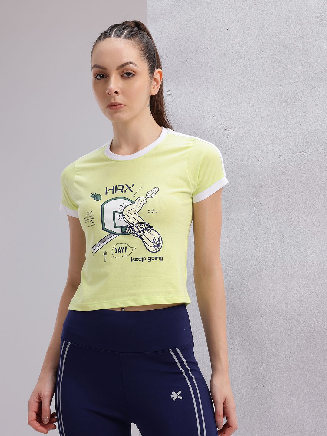 HRX by Hrithik Roshan Graphic Print Crop T-shirt