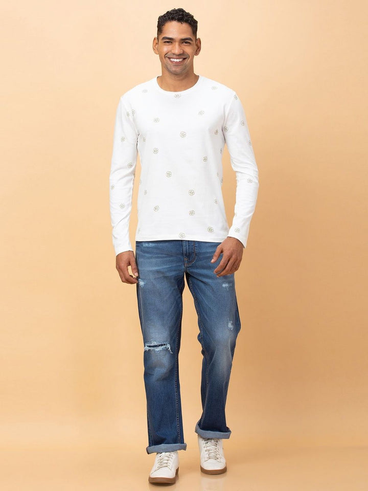 Being Human Men Printed Henley Neck T-shirt