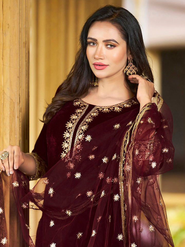 KALINI Ethnic Motifs Embroidered Kurta with Trousers & With Dupatta