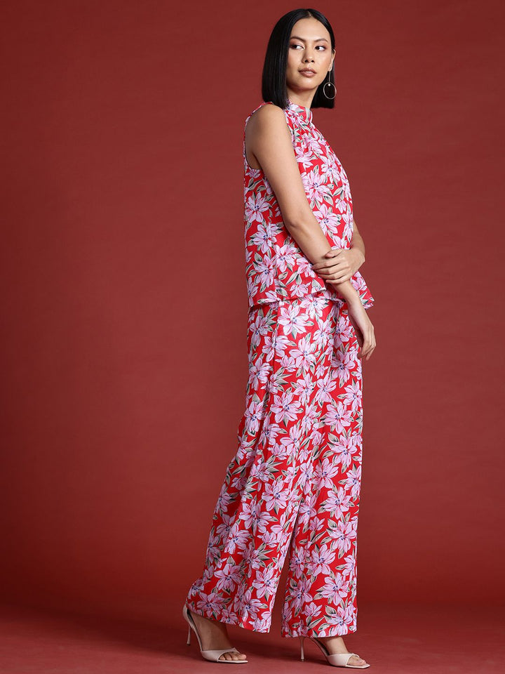 all about you Floral Print Halter Neck Top with Trousers Co-Ord Set
