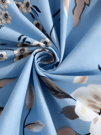 KLOTTHE Blue & White Floral Printed 300TC Super King Fitted Bedsheet With 2 Pillow Covers