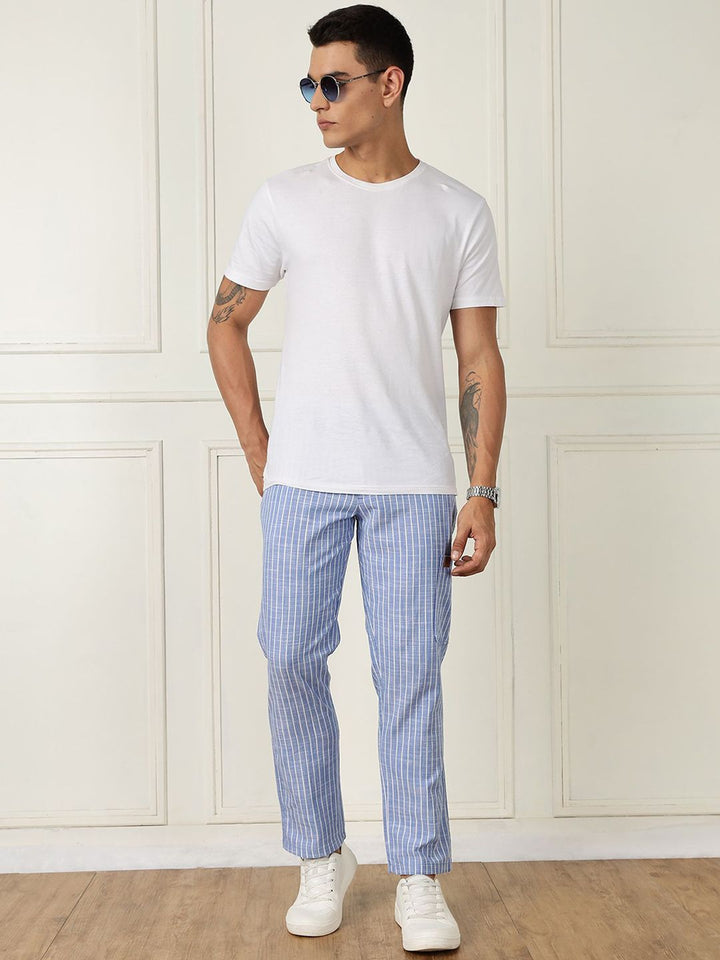 Thomas Scott Men Striped Straight Fit Trousers