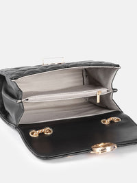 DressBerry Textured Structured Shoulder Bag with Quilted