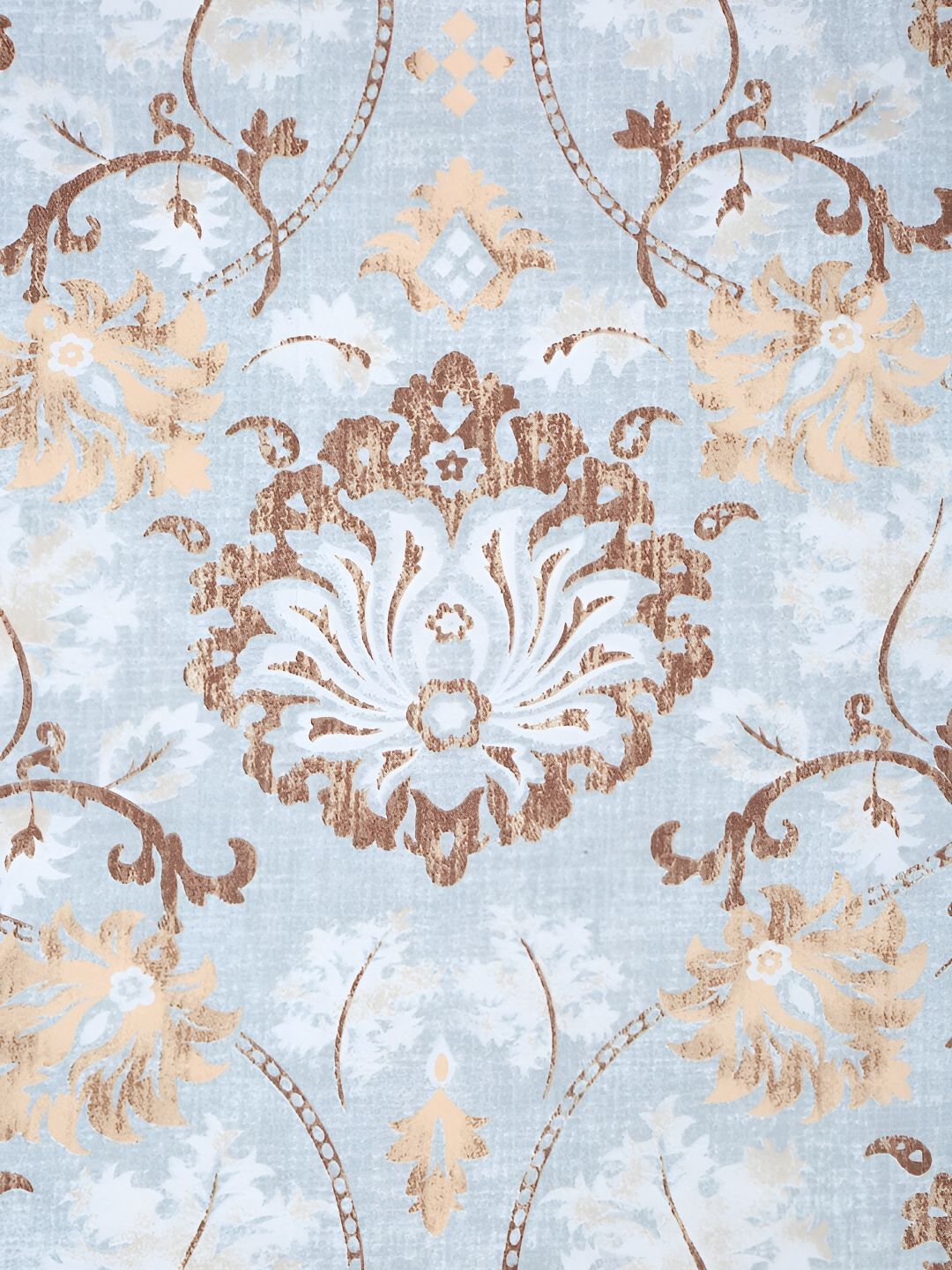 KLOTTHE Blue & Brown Floral Printed 300 TC Double King Bedsheet With 2 Pillow Covers