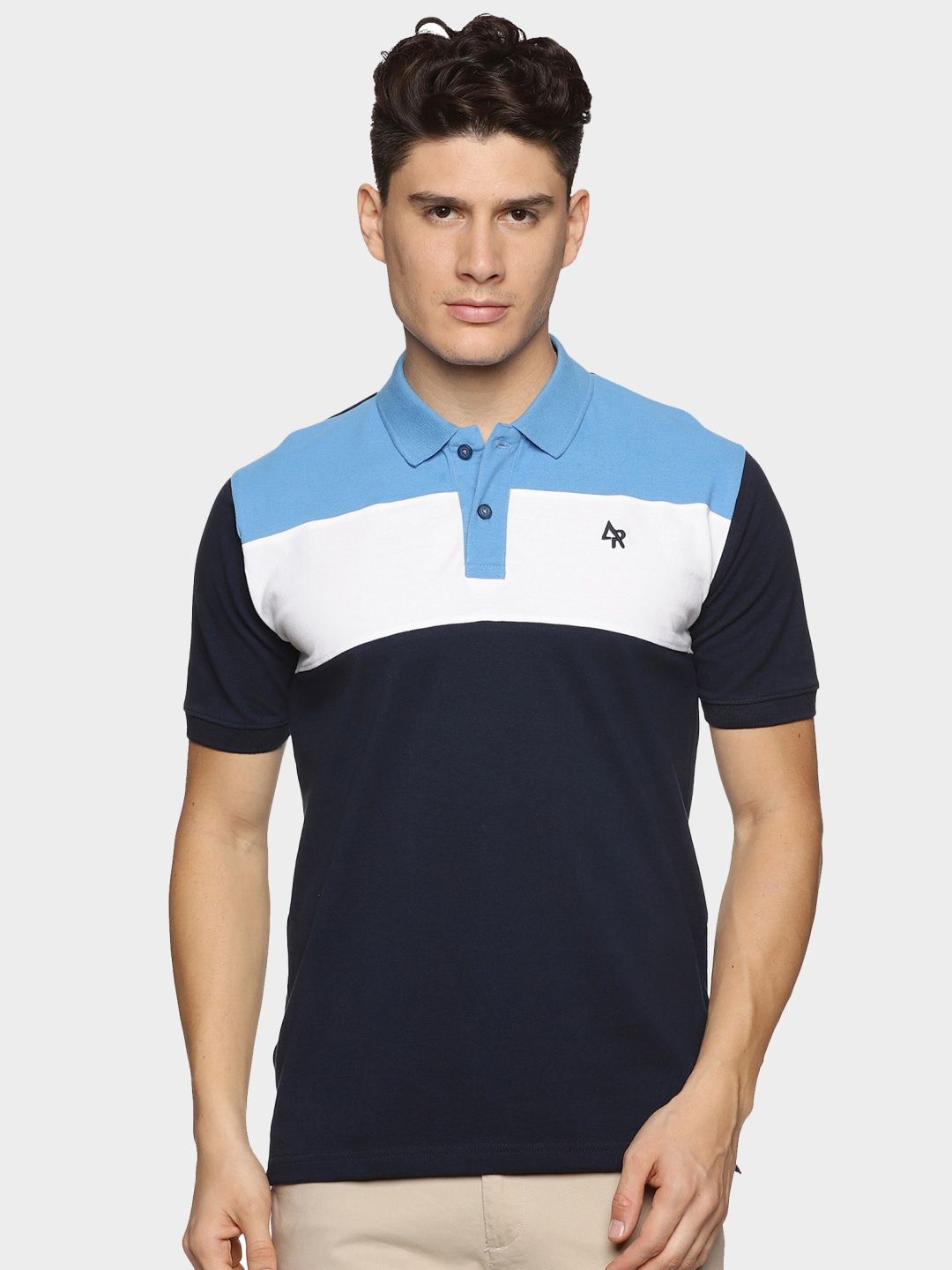 T-shirt Kolar Polo Kapas Terhalang Warna ADRO