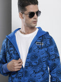 The Indian Garage Co Men Blue Printed Hooded Sweatshirt