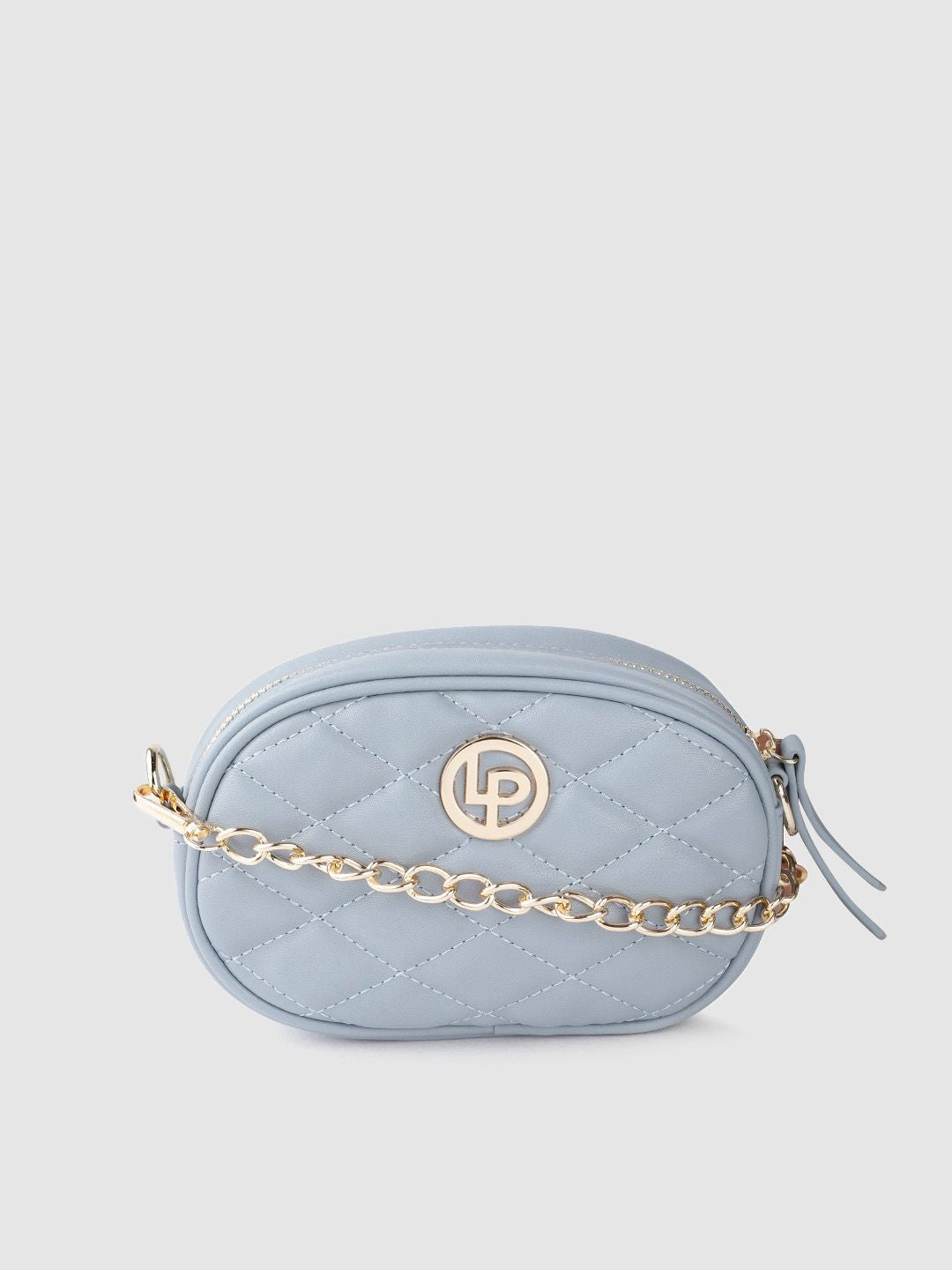 Lino Perros Women Blue Quilted Sling Bag Cum Fanny Pack