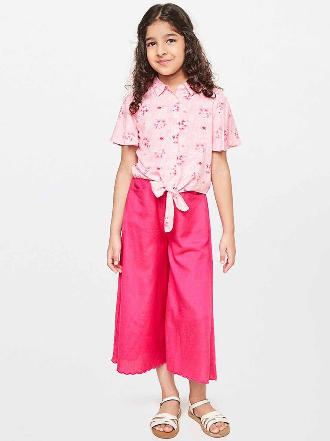 Global Desi Girls Pink Culottes Trousers