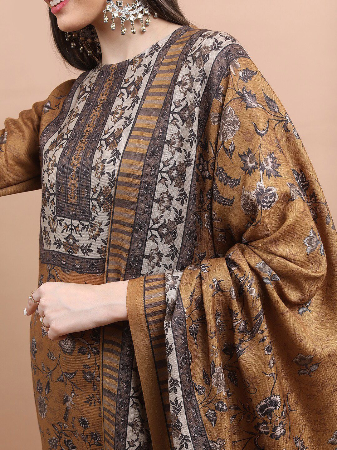 Vishudh Floral Printed Regular Kurta with Trousers & With Dupatta