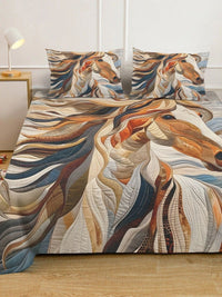 Moda Rapido X KLOTTHE Grey & Brown 400 TC King Bedsheet with 2 Pillow Covers