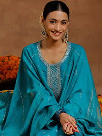 Gerua By Libas Floral Embroidered Sequinned Kurta With Trousers & Dupatta