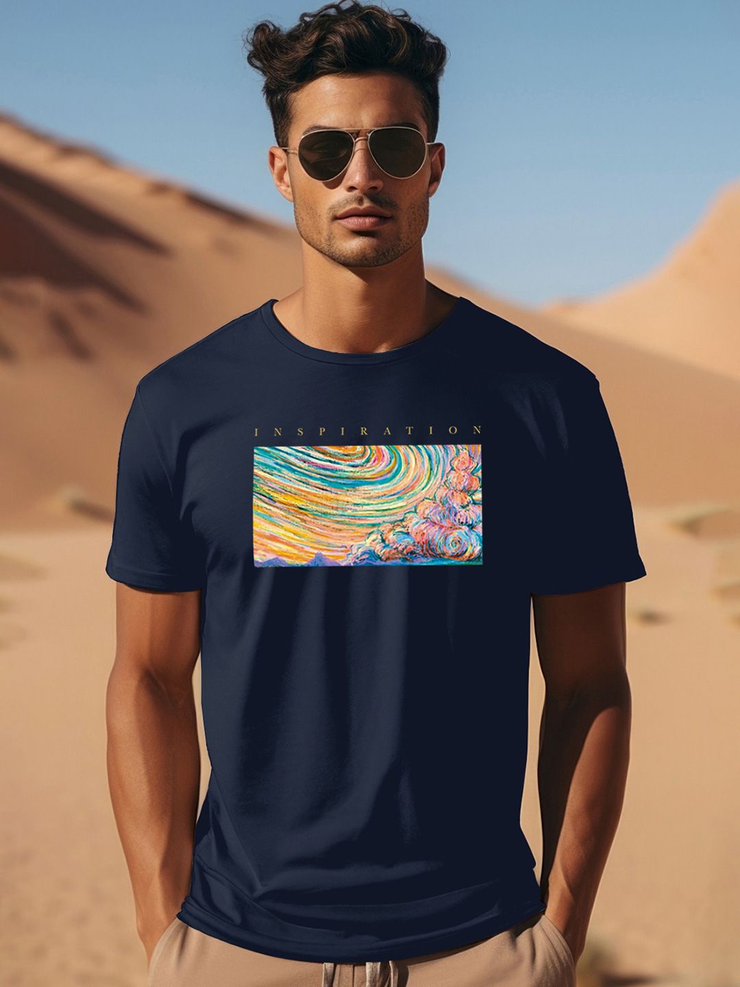 ADRO Typography Printed Round Neck Pure Cotton T-shirt