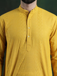 SOJANYA Ethnic Motifs Embroidered Mandarin Collar Thread Work Cotton Straight Kurta