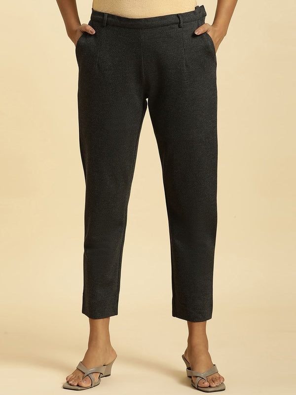 W Women Slim Fit Mid-Rise Cropped Trousers