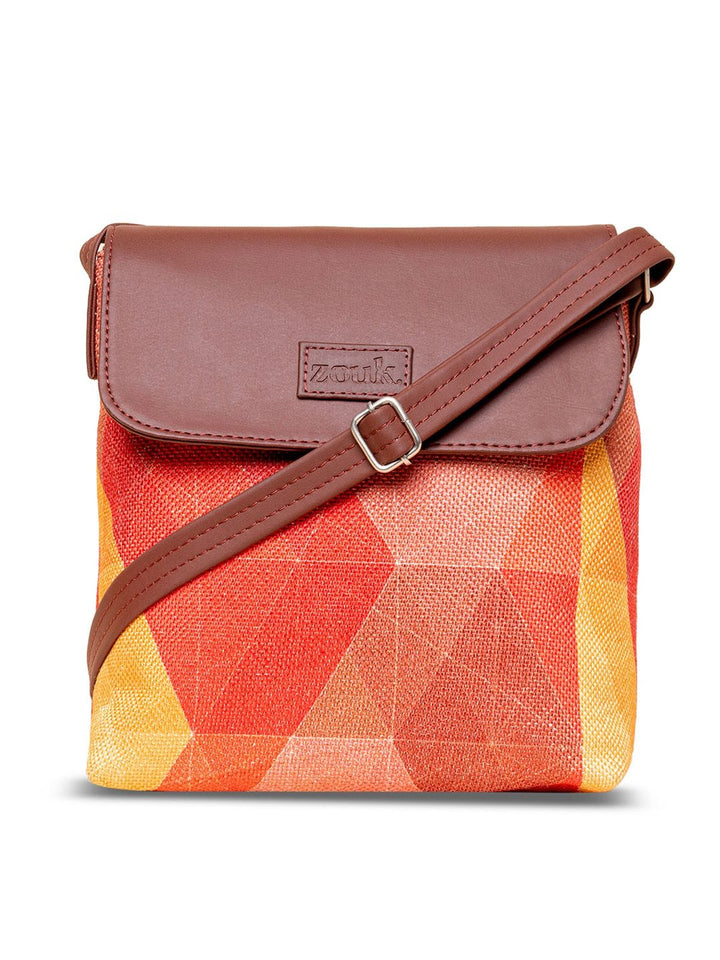 ZOUK Printed Structured Sling Bag