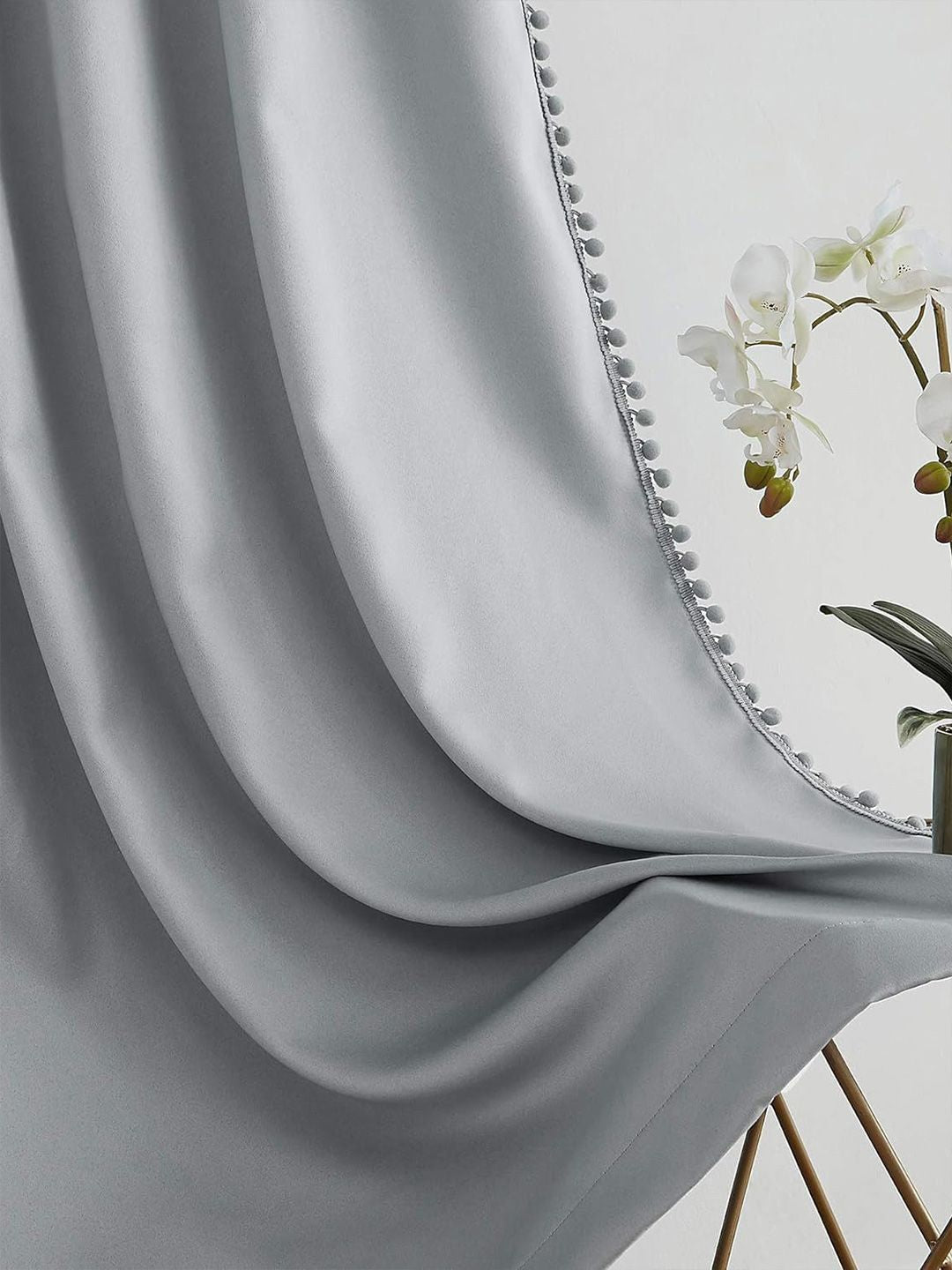 STITCHNEST Grey 2 Pieces Velvet Black Out Window Curtains