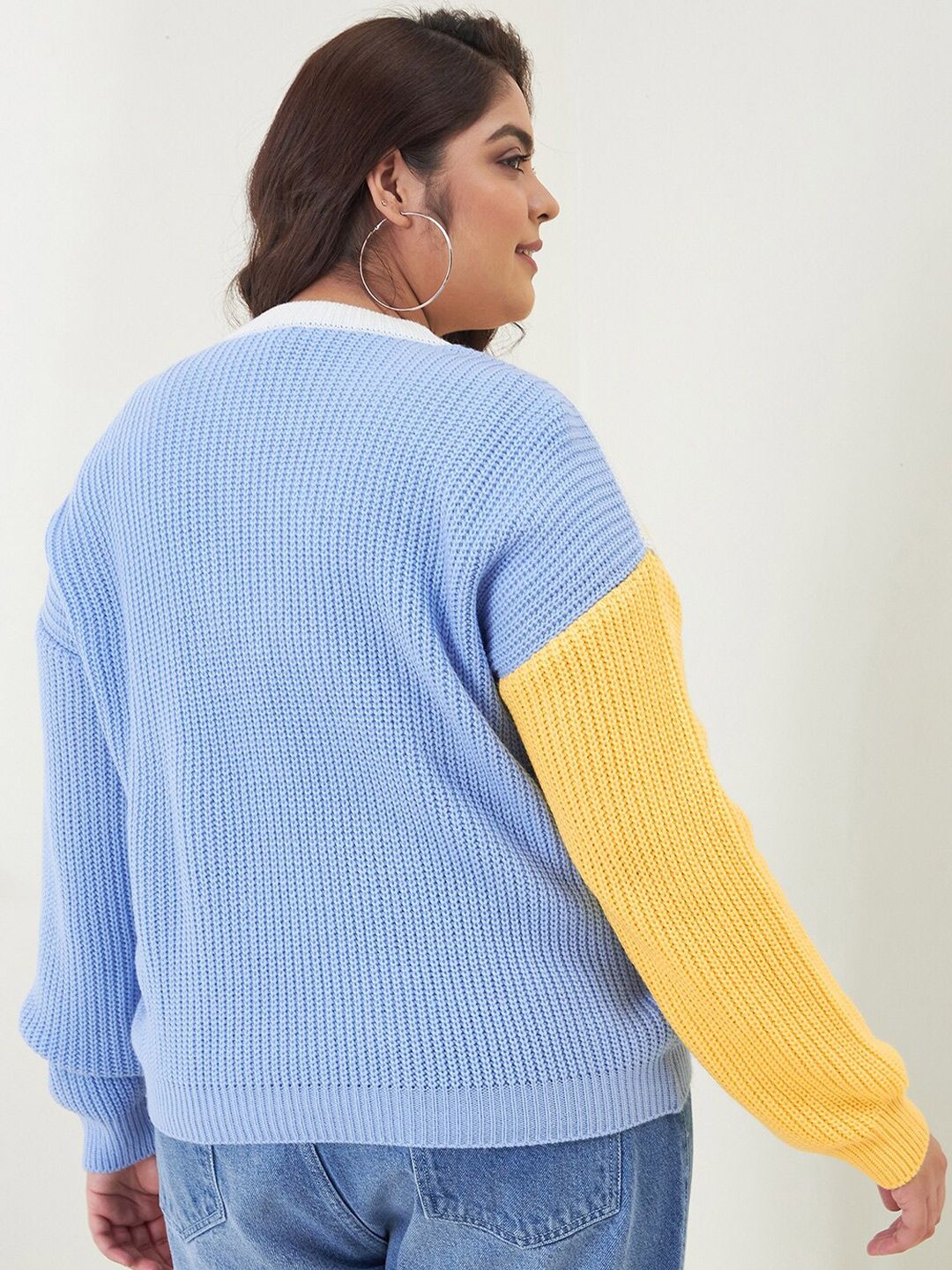 CURVY STREET Women Plus Size Colourblocked Acrylic Pullover
