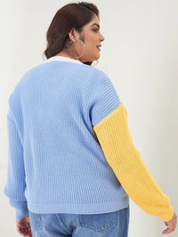 CURVY STREET Women Plus Size Colourblocked Acrylic Pullover