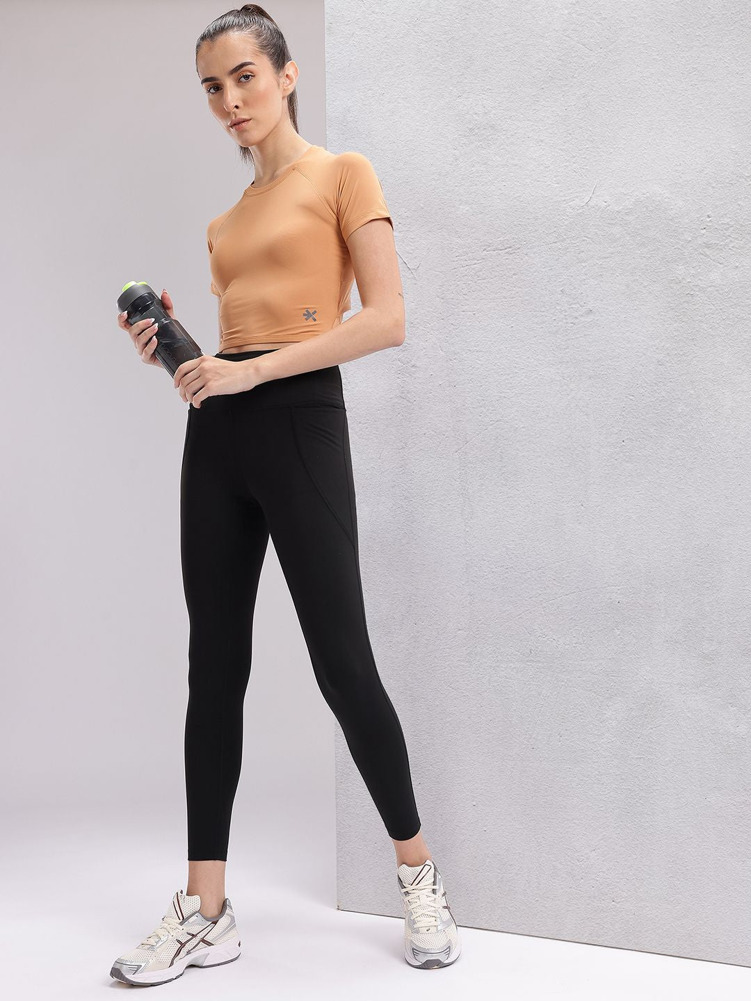 HRX by Hrithik Roshan Women Cut Outs Slim Fit Crop Training T-shirt