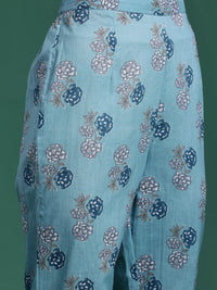 Indo Era Floral Printed Regular Pure Cotton Kurta with Trousers