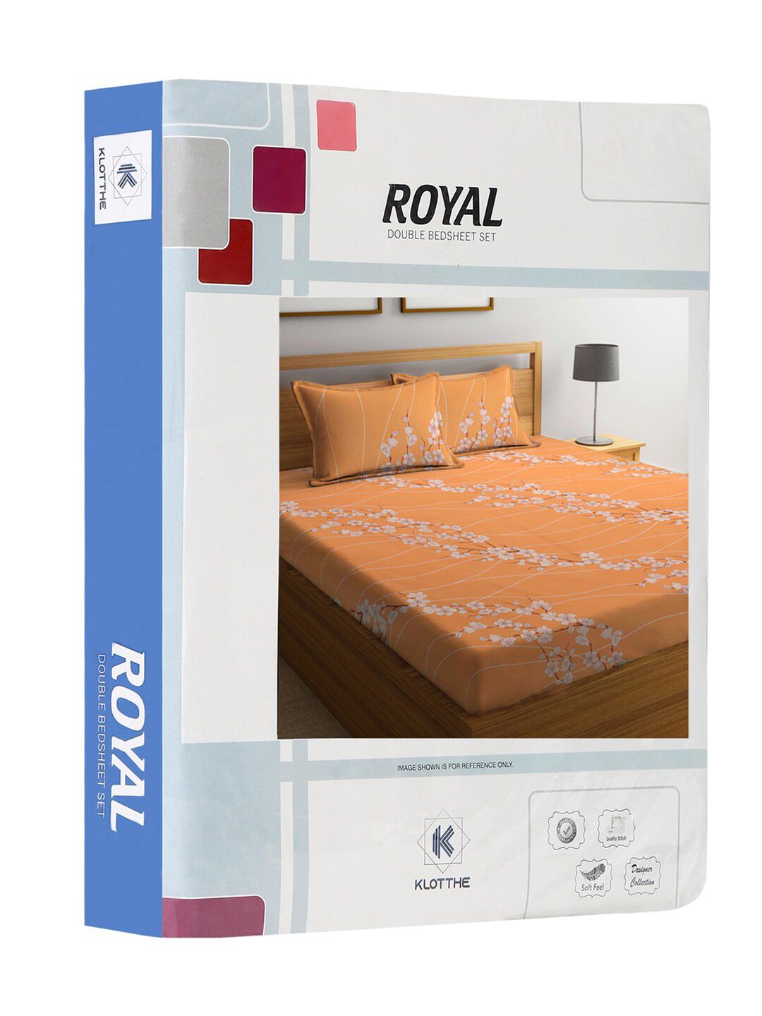 KLOTTHE Orange & White Floral-Printed 130GSM Pure-Cotton Double KIng Bedsheet Set