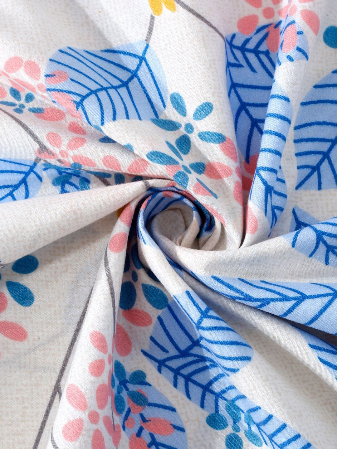 KLOTTHE White & Blue Floral Printed 300 TC King Bedsheet With 2 Pillow covers