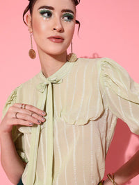 STREET 9 Gorgeous Green Vertical Striped Top