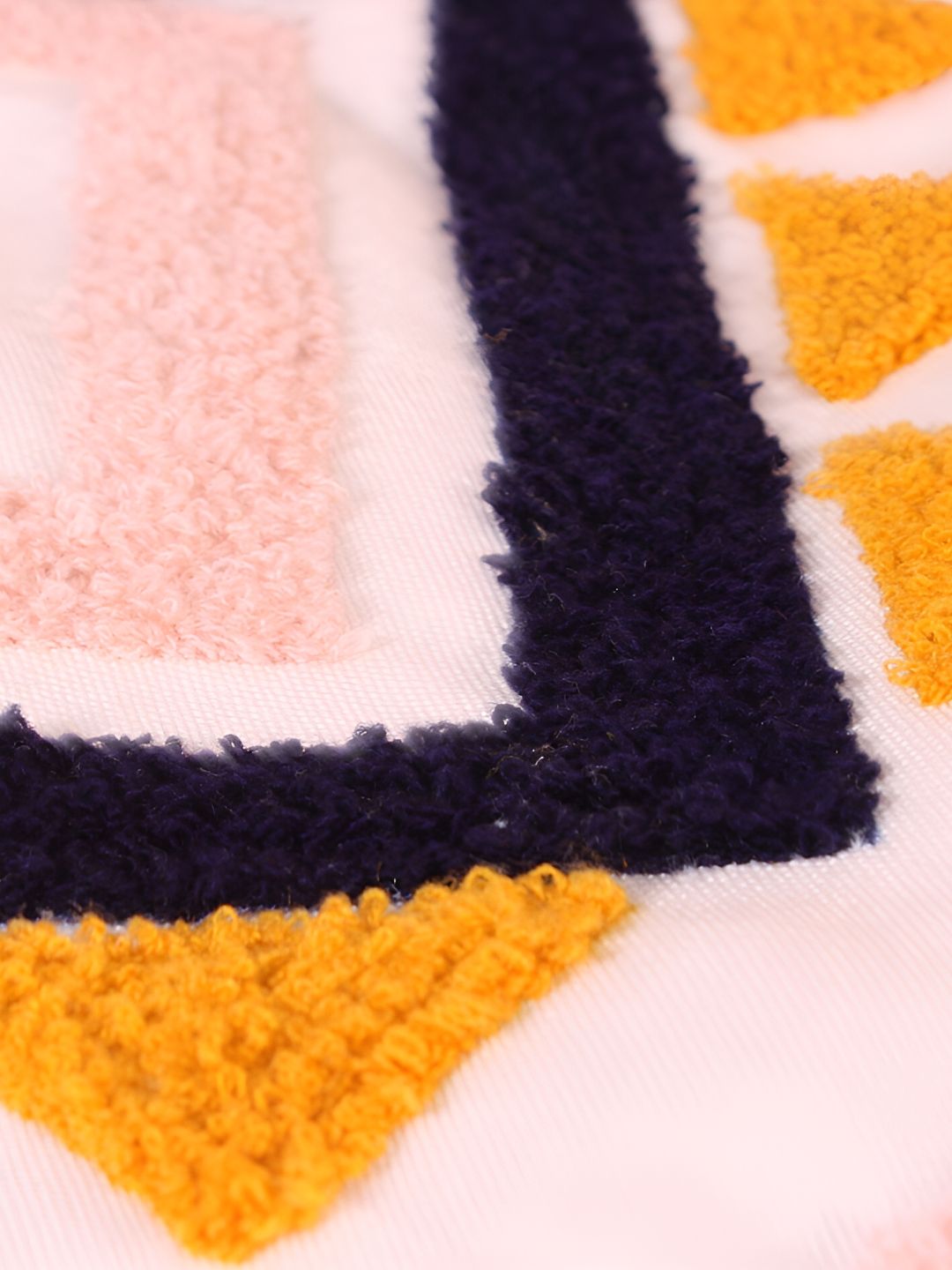 STITCHNEST White & Yellow Embroidered Square Cushion Cover