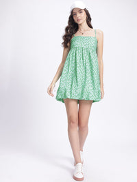DressBerry Bloom & Beyond Smocked Back Floral Print Mini Balloon Dress