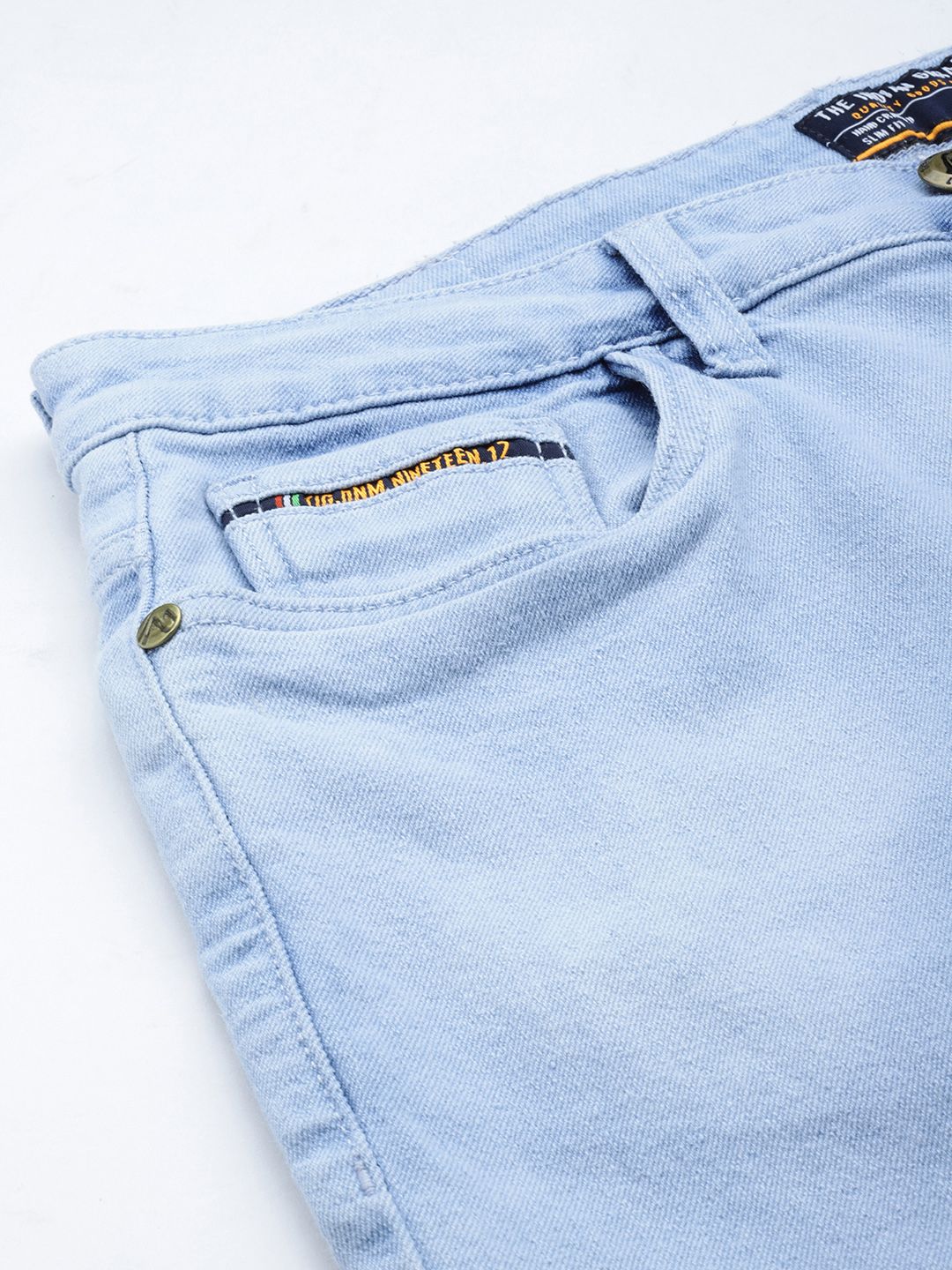 The Indian Garage Co Men Slim Fit Light Fade Stretchable Jeans