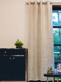 URBAN SPACE Beige Printed Black Out Long Door Curtain